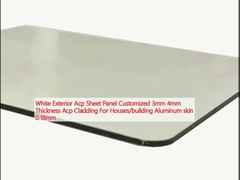 Panel de hojas de Acp exterior blanco personalizado 3 mm 4 mm espesor Acp revestimiento para casas / edificios piel de aluminio 0,18 mm