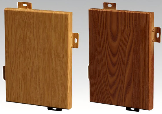 Panel convencional de grano de madera fachada exterior de aluminio revestimiento de pared fluorocarbono revestido durabilidad resistencia a la humedad superficie plana